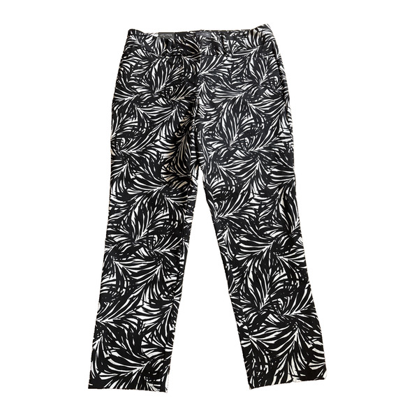 The Limited Women’s Pants 10P Petite Palm Tree Print Black White Ankle NWT - Picture 1 of 9